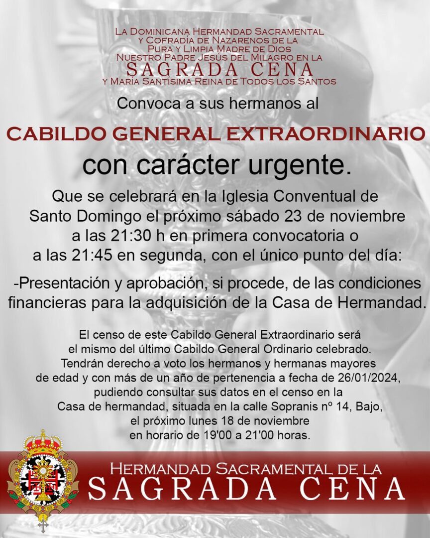 Cabildo general extraordinario con carácter urgente