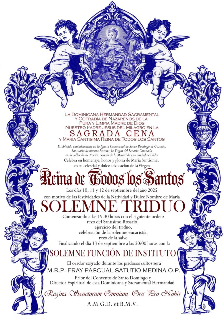 Triduo a María Santísima Reina de todos los Santos.
