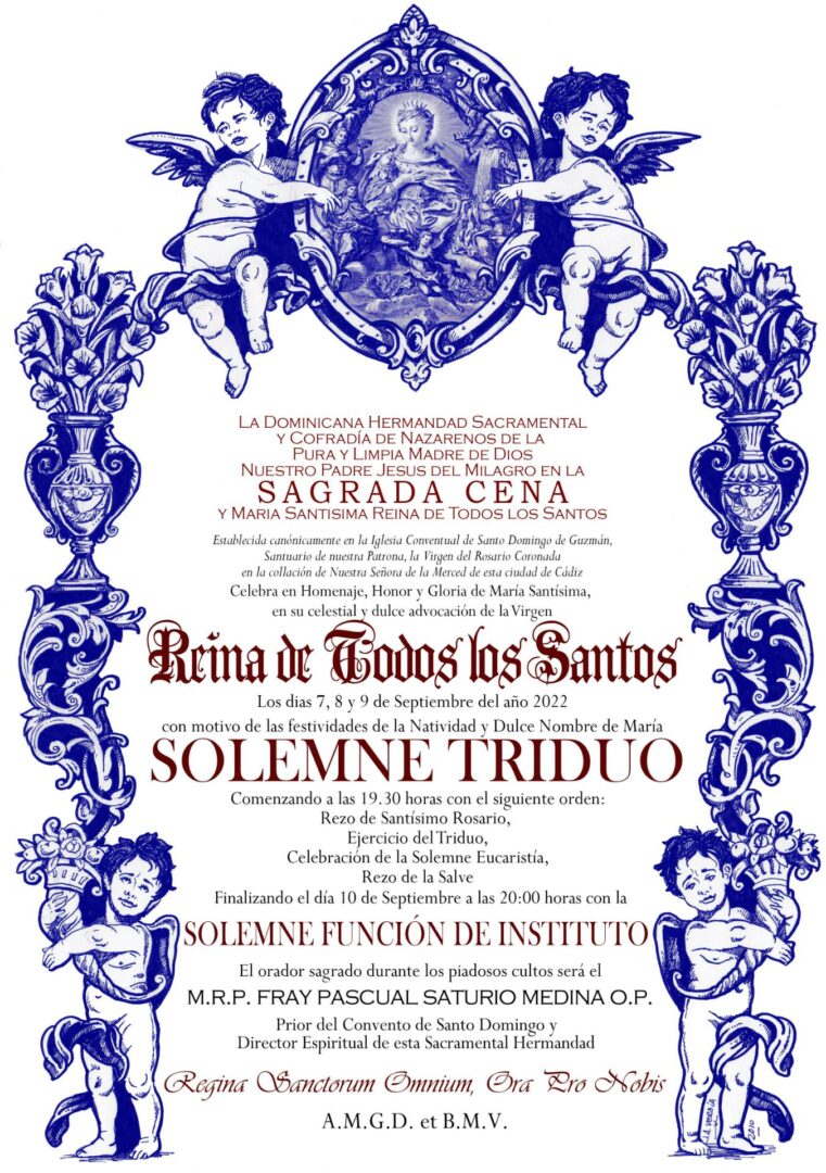 Triduo a María Santísima Reina de Todos los Santos
